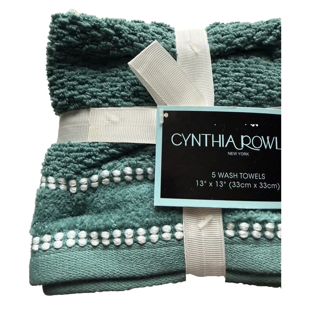 Cynthia Rowley Facecloths Washcloths Blue Green Cotton 13x13